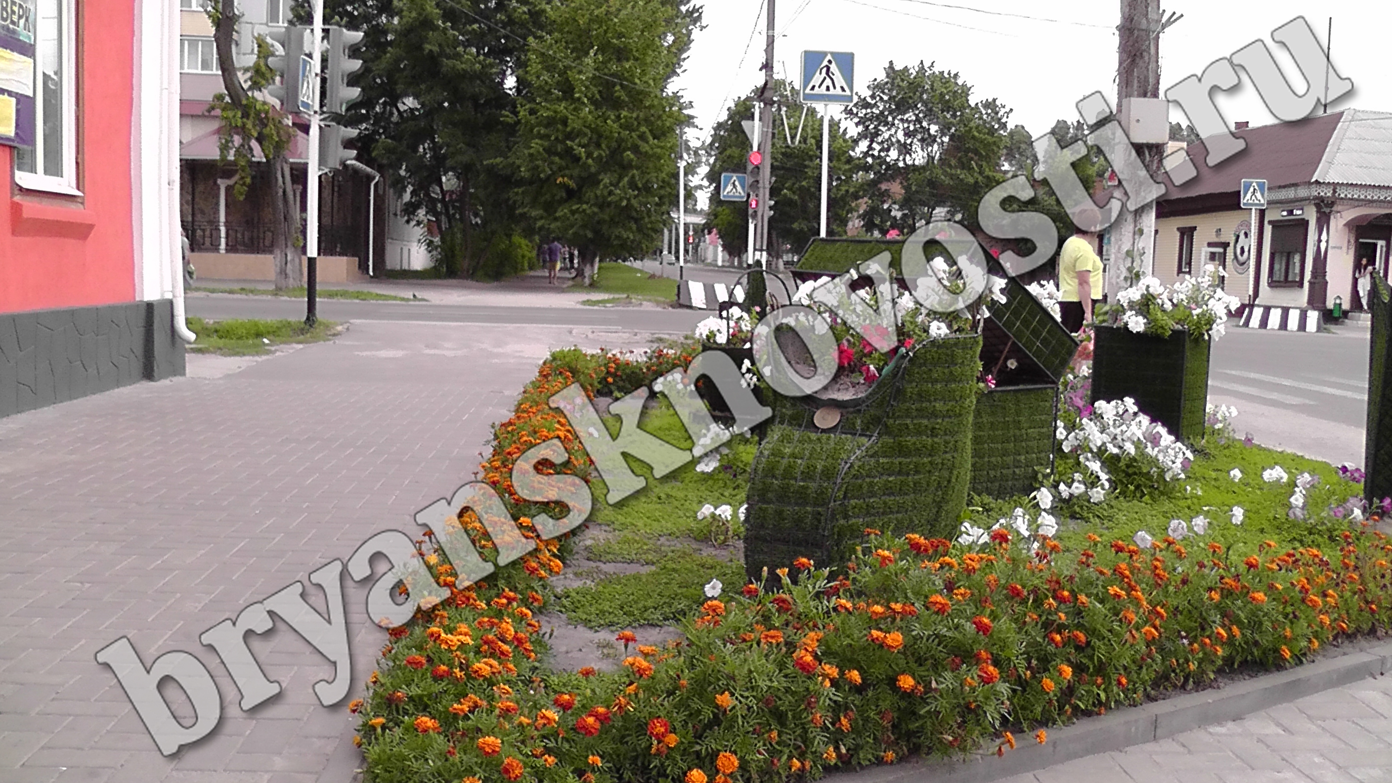 В Новозыбкове на клумбах высадят цветы в виде геометрических фигур