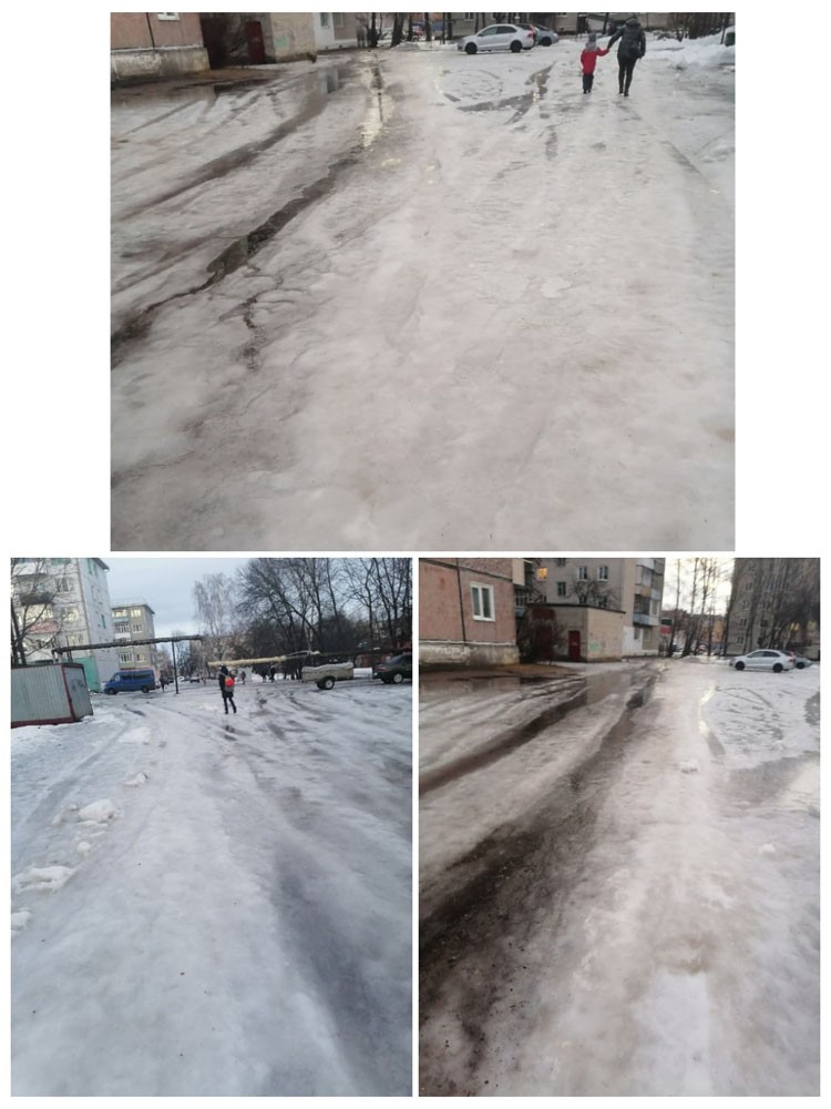 Дети и взрослые в Новозыбкове рискуют здоровьем на заледеневших дорогах и тротуарах