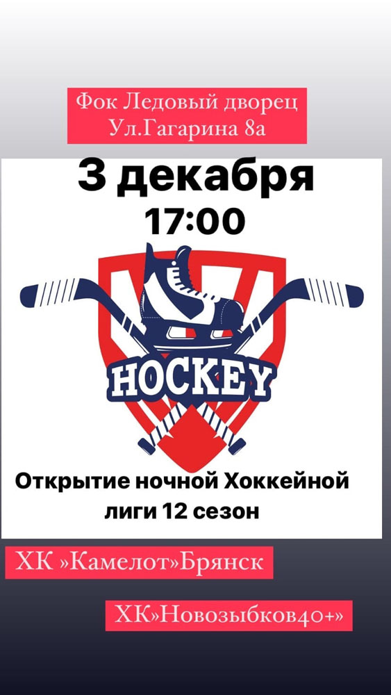 В Новозыбкове в субботу состоится матч-открытие Ночной хоккейной лиги