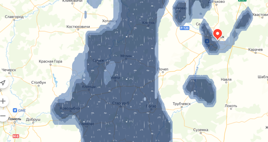 Карта осадков сураж брянская. Карта осадков Клинцы. Жуковка карта осадков. Карта дождя. Карта осадков Десногорск.
