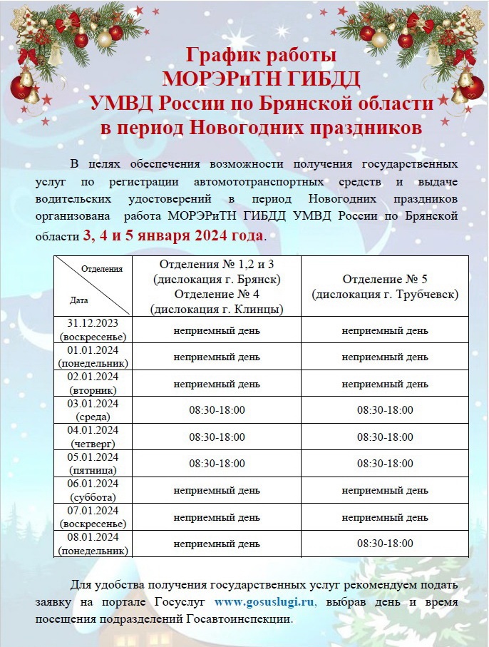 В Брянской области на выдачу водительских удостоверений отделения откроют только на три дня в новогодние праздники