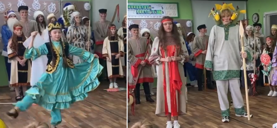В школе Новозыбкова в новогоднюю программу включили сказку и танцы народов России