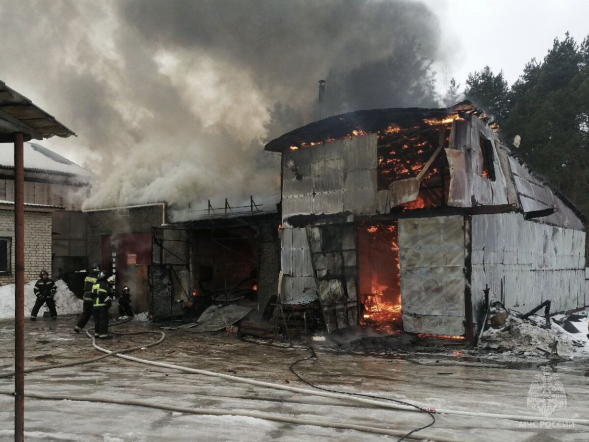 В Клинцах Брянской области сгорел автосервис