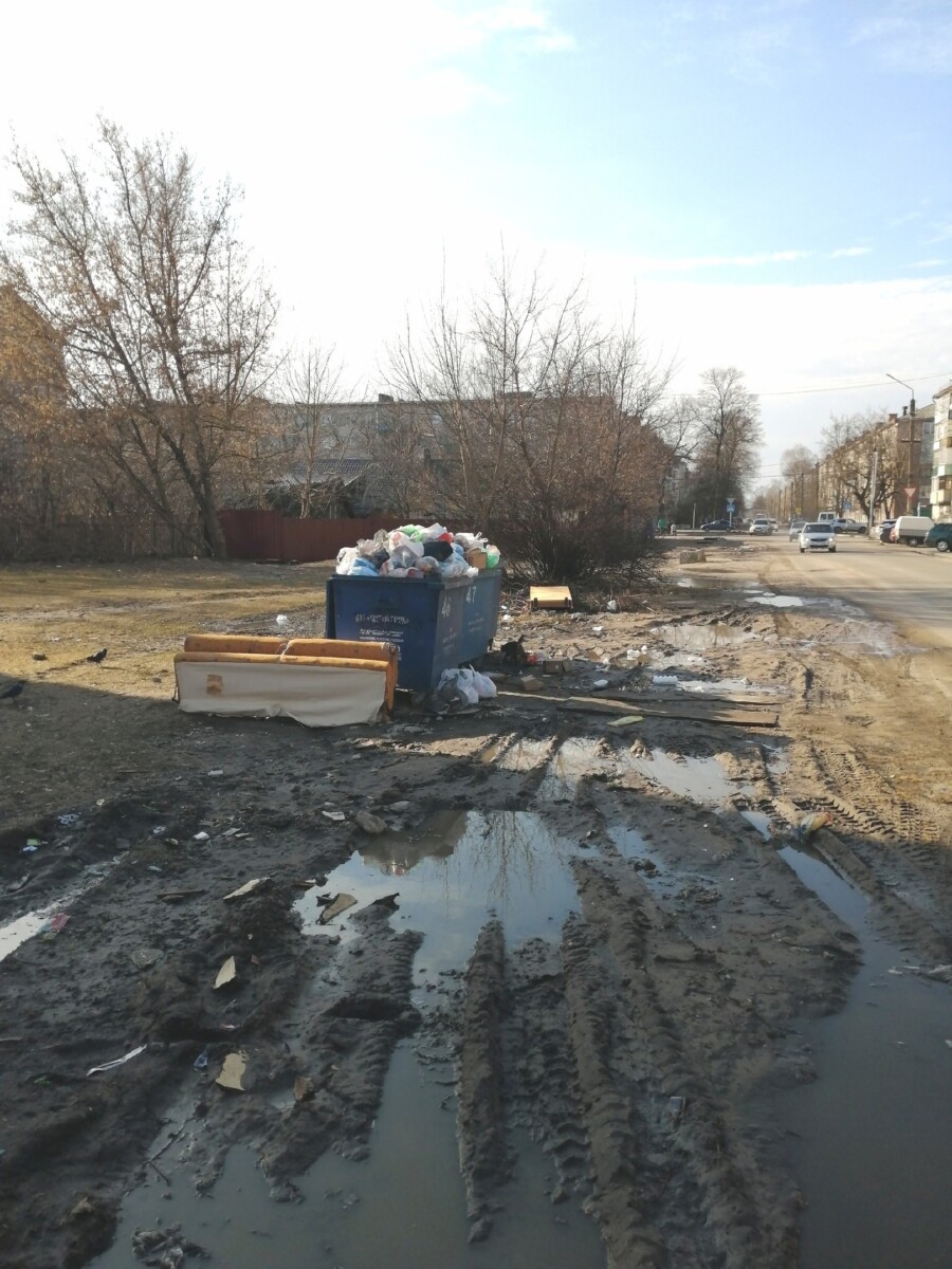 В Новозыбкове люди выбрасывают мусор, балансируя на досточке