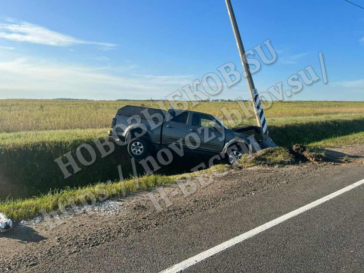 Водитель заснул за рулем и влетел в фонарный столб на трассе под Новозыбковом Брянской области