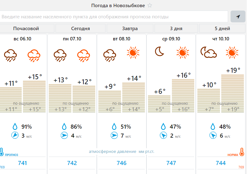 Новозыбков попал в зону осадков