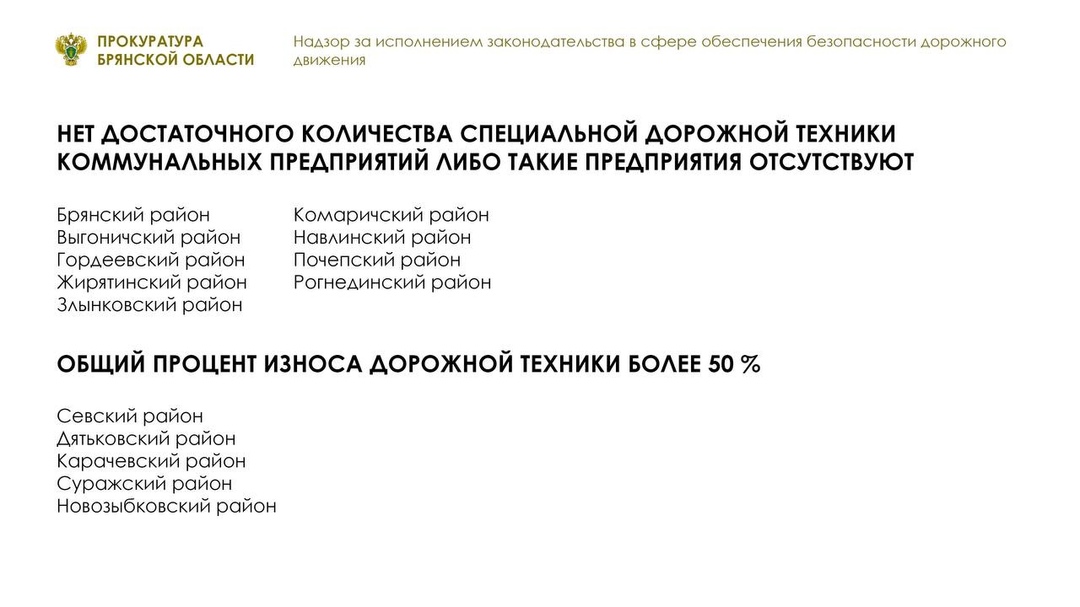 Износ дорожной техники коммунальных предприятий Новозыбкова превышает 50 процентов