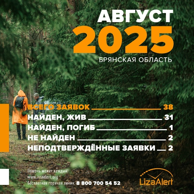 Поисковый отряд «ЛизаАлерт» Брянской области раскрыл статистику за август