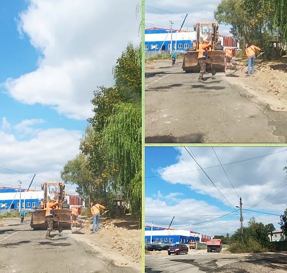 Перед важным визитом в Новозыбкове сделали ямочный ремонт на дороге к спорткомплексу с бассейном