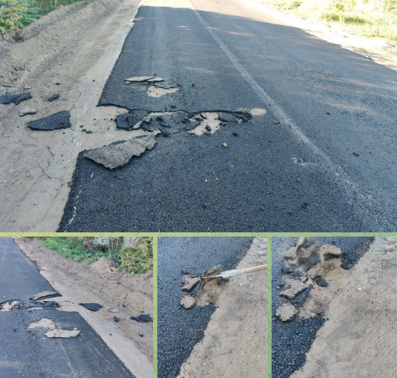 В Климово отклеился асфальт после ремонта дороги