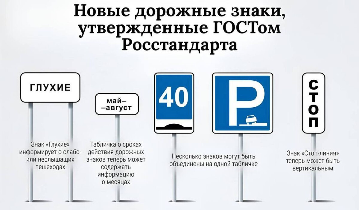 Порядка 60 новых дорожных знаков появятся в России с 1 января 2026 года
