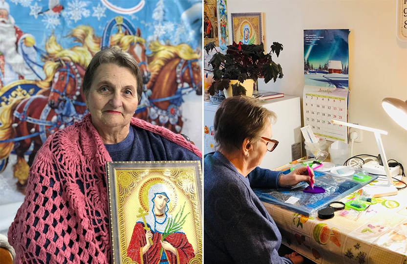 Одной рукой вышивает картины женщина из Брянской области