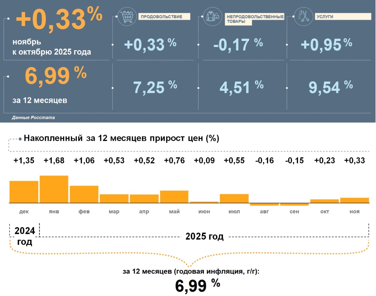 Заметнее всего в Брянской области в ноябре и за год подорожали услуги