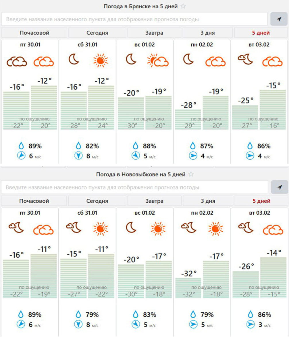 Афанасьевские морозы заглянули в Брянскую область