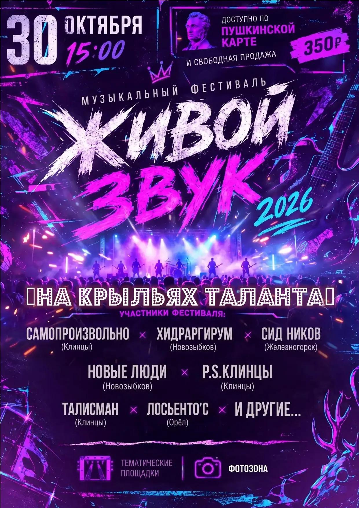 Музыкальный фестиваль «ЖИВОЙ ЗВУК» в Новозыбкове!
